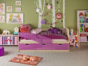 Детская кровать Дельфин-глянец фиолетовый (Миф)